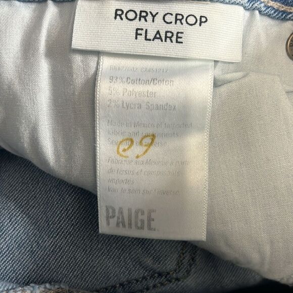 Paige Rory Cotton Blend High Waisted Crop Flare Denim Jeans Kaede Distressed 29 - Picture 2 of 3